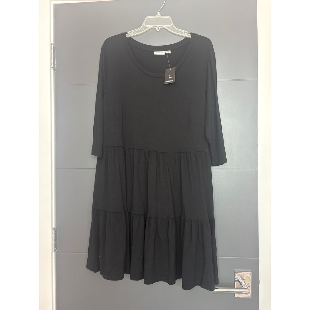 Avenue Black Tiered Dress‎ Plus Size 14 3/4 Sleeve Casual Tunic